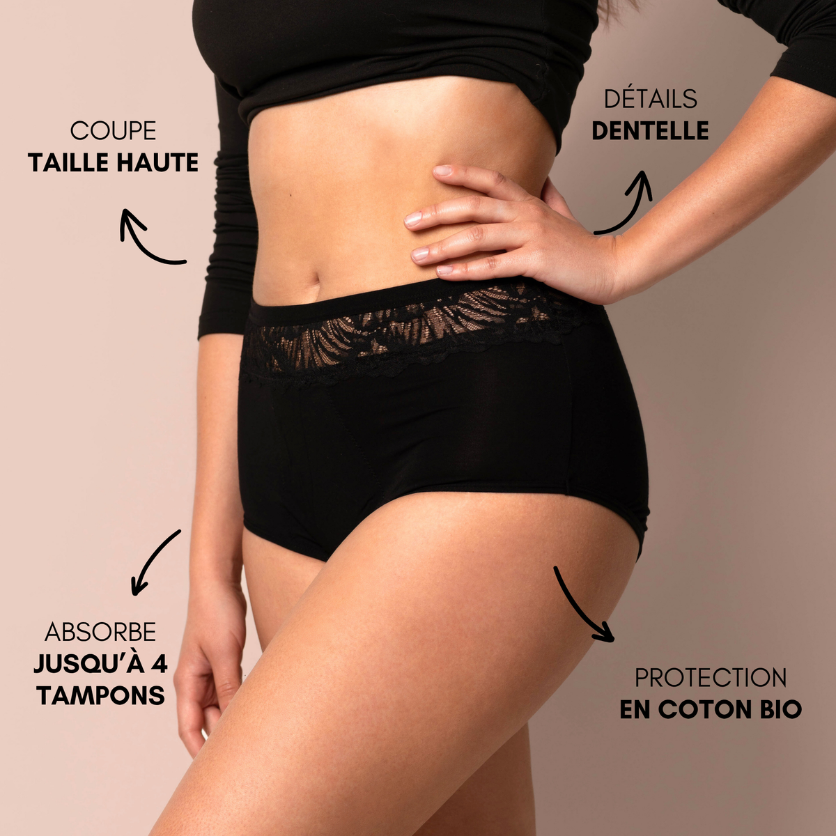 Culotte Menstruelle Clémence taille haute (Nouveauté)